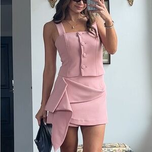 ZARA 2 PIECE MATCHING SET CROPPED BUSTIER VEST AND VOLUMINOUS SKORT XS